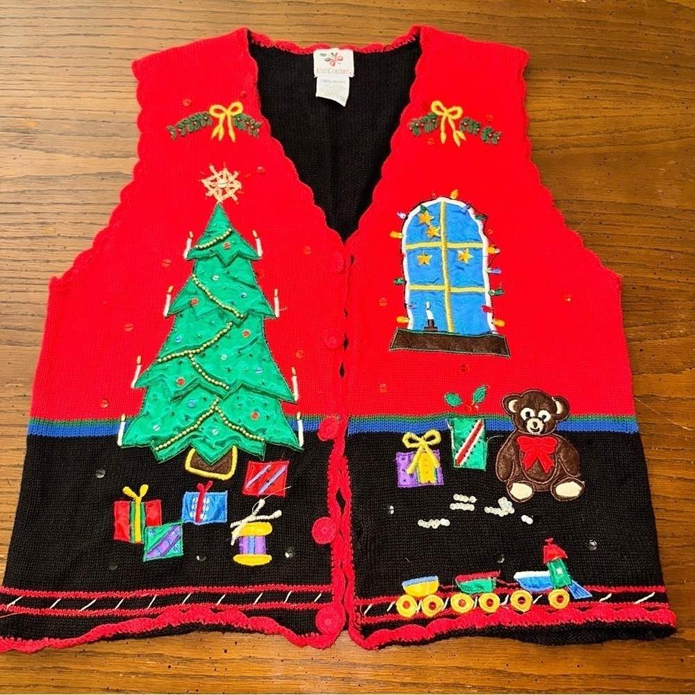 Nutcracker ugly knit Christmas vest L